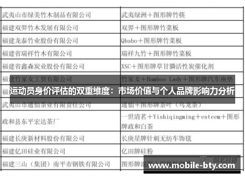 运动员身价评估的双重维度：市场价值与个人品牌影响力分析